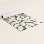 Bold Colorful Gold Ivory Charcoal Grey Dahlia Flower Burst Petals Yoga Mat Gallery Image 2