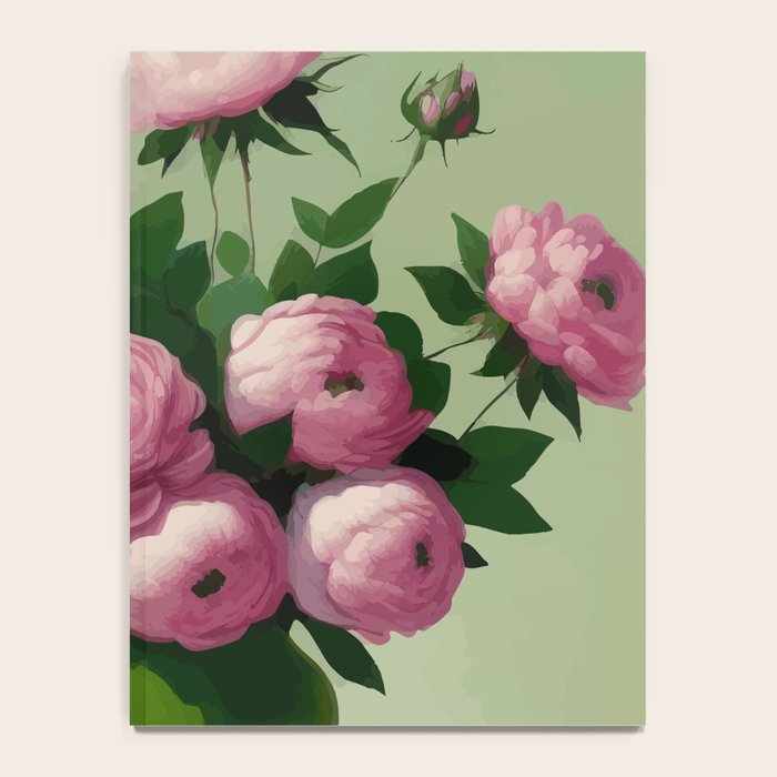 Pink Peonies and Roses in a Green Vase Notebook Gallery Image 4