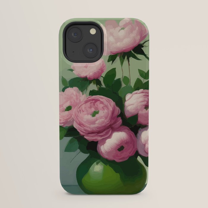 Pink Peonies and Roses in a Green Vase iPhone Case Gallery Image 29