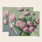 Pink Peonies and Roses in a Green Vase Placemat Gallery Image 1