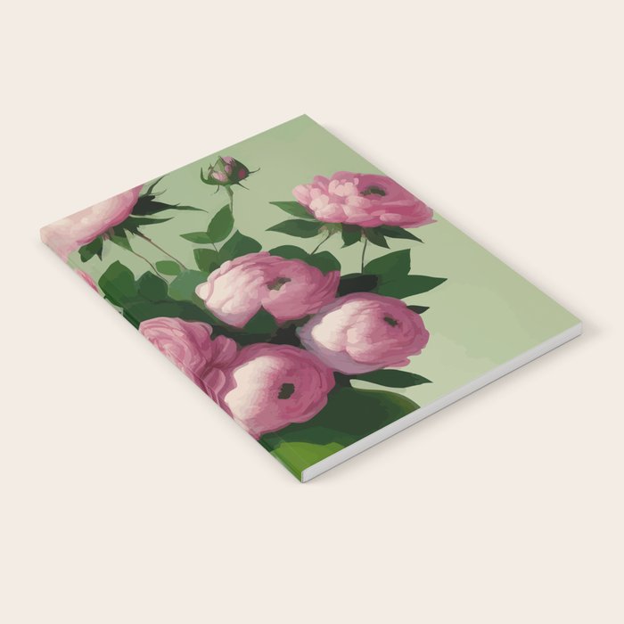 Pink Peonies and Roses in a Green Vase Notebook Gallery Image 2