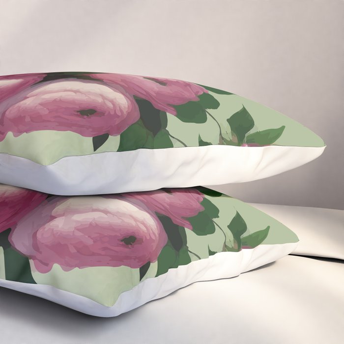 Pink Peonies and Roses in a Green Vase Pillow Sham Gallery Image 3