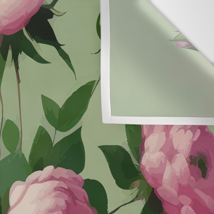 Pink Peonies and Roses in a Green Vase Wall Tapestry Gallery Image 3