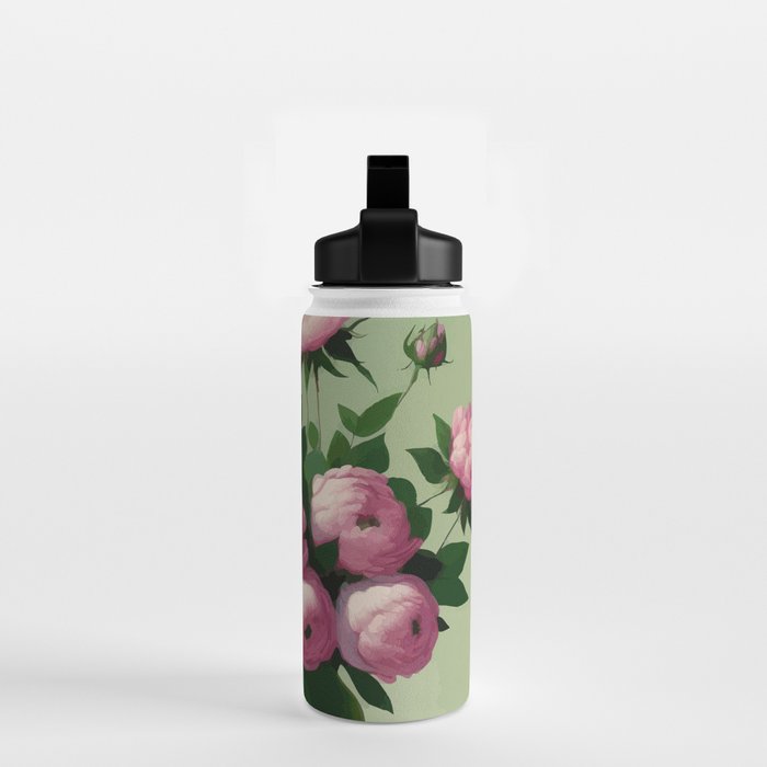 Pink Peonies and Roses in a Green Vase Water Bottle Gallery Image 2