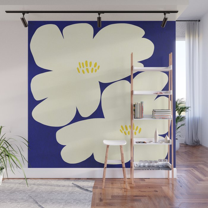 Abstract botanical 52-blue Wall Mural Gallery Image 1