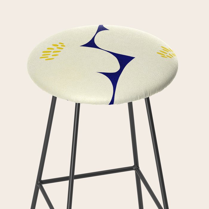 Abstract botanical 52-blue Stool Gallery Image 2