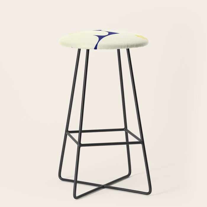 Abstract botanical 52-blue Stool Gallery Image 1