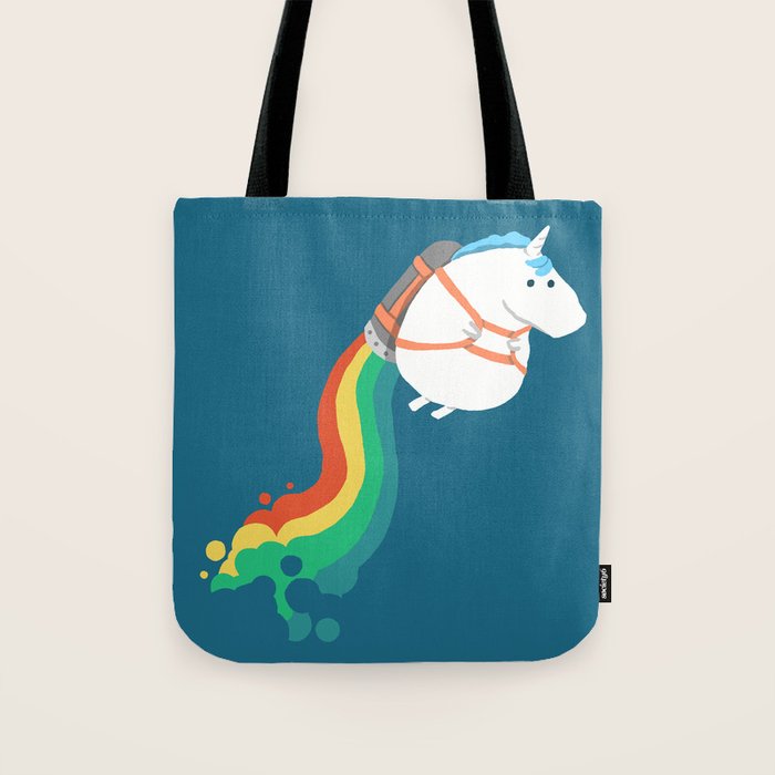 Fat Unicorn on Rainbow Jetpack Tote Bag Gallery Image 1
