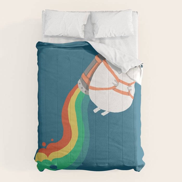 Fat Unicorn on Rainbow Jetpack Comforter Gallery Image 6