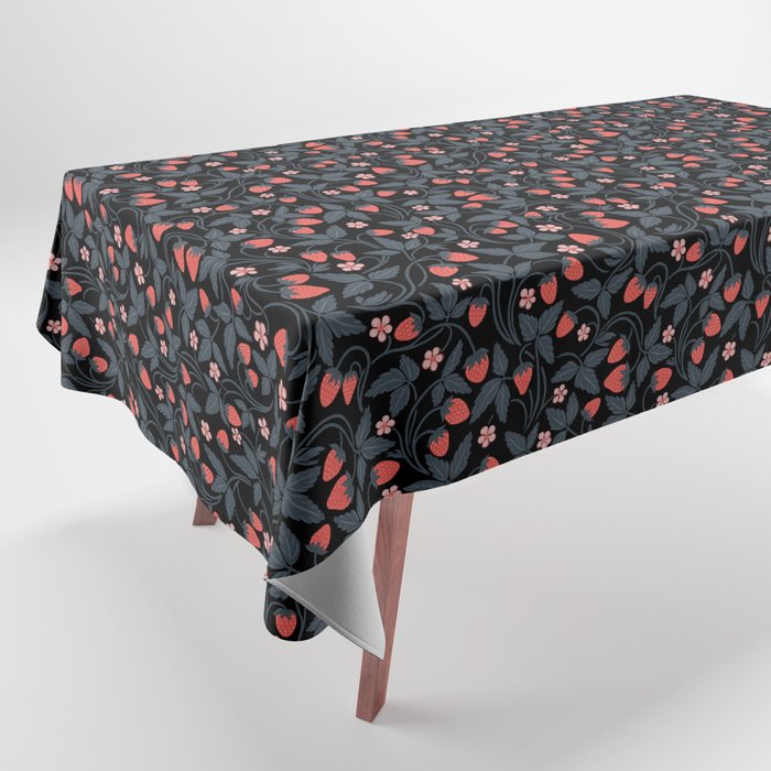 Strawberries - red and slate on black Tablecloth Gallery Image 1