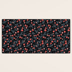 Strawberries - red and slate on black Desk Mat Gallery Image 3
