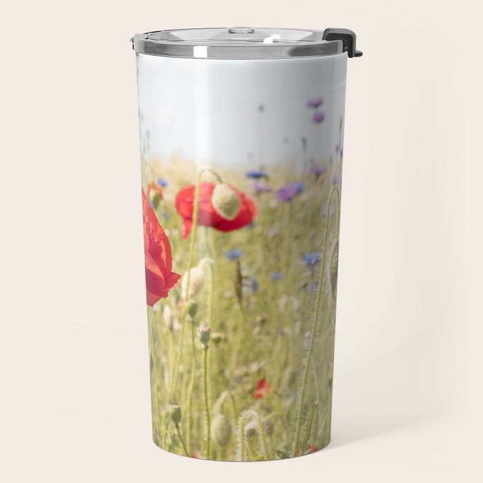 Wildflower Field | Poppy Flower in a Garden in Holland Art Print | Floral Summer Photography Travel Mug Gallery Image 2
