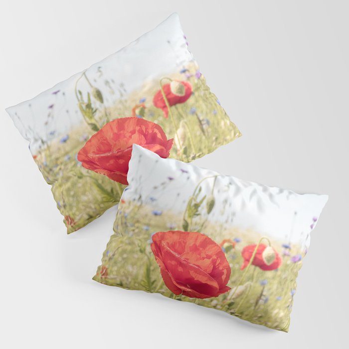 Wildflower Field | Poppy Flower in a Garden in Holland Art Print | Floral Summer Photography Pillow Sham Gallery Image 3