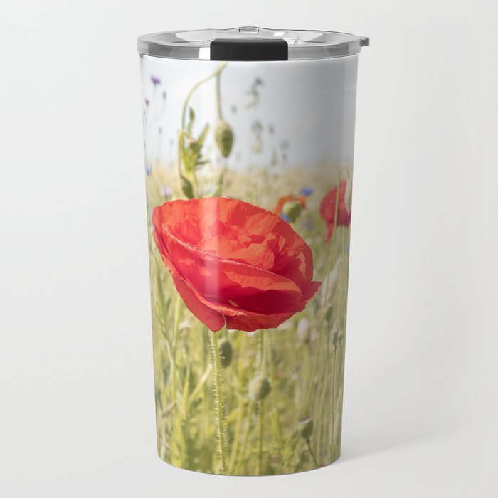 Wildflower Field | Poppy Flower in a Garden in Holland Art Print | Floral Summer Photography Travel Mug Gallery Image 1