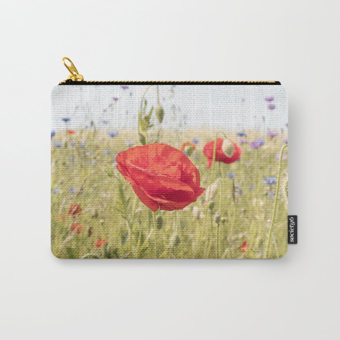 Wildflower Field | Poppy Flower in a Garden in Holland Art Print | Floral Summer Photography Carry All Pouch Gallery Image 1