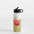 Wildflower Field | Poppy Flower in a Garden in Holland Art Print | Floral Summer Photography Water Bottle Gallery Image 1