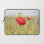 Wildflower Field | Poppy Flower in a Garden in Holland Art Print | Floral Summer Photography Laptop Sleeve Gallery Image 1