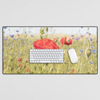Wildflower Field | Poppy Flower in a Garden in Holland Art Print | Floral Summer Photography Desk Mat Gallery Image 1