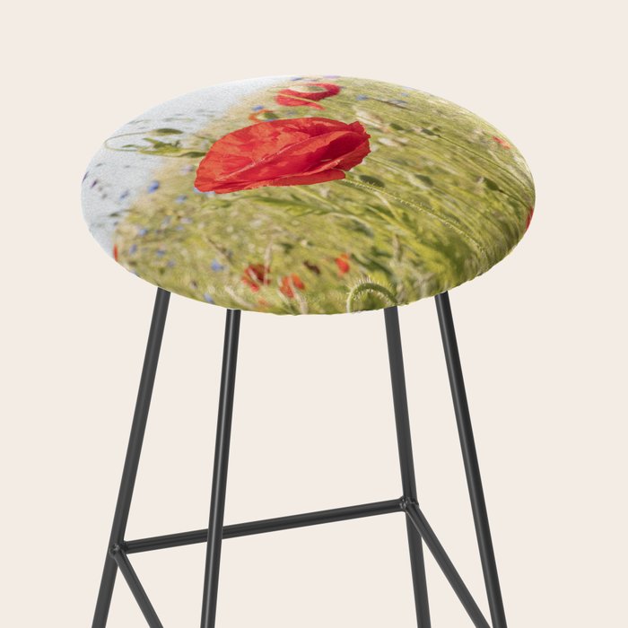 Wildflower Field | Poppy Flower in a Garden in Holland Art Print | Floral Summer Photography Stool Gallery Image 2