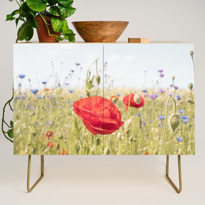 Wildflower Field | Poppy Flower in a Garden in Holland Art Print | Floral Summer Photography Credenza Gallery Image 1