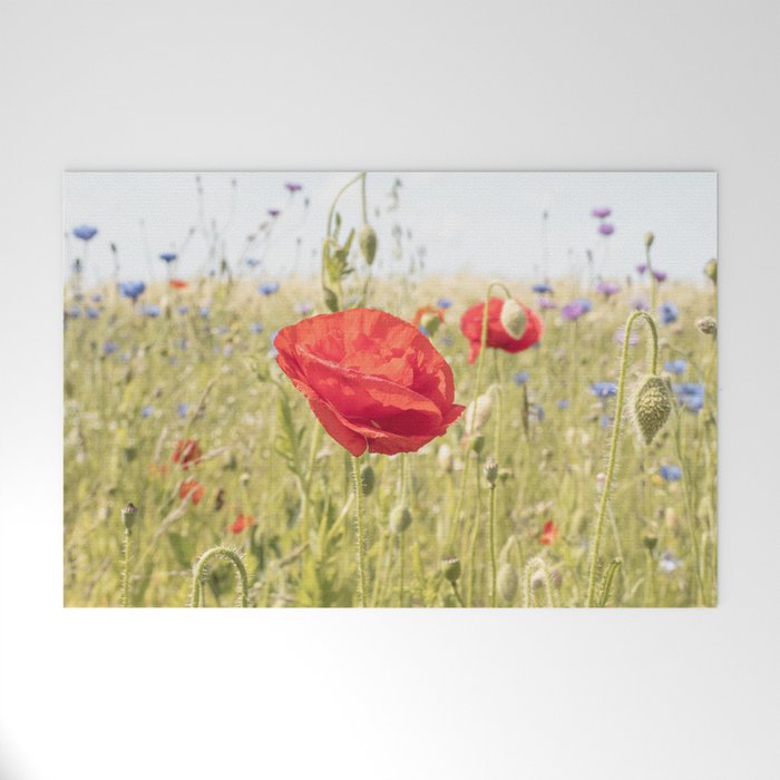 Wildflower Field | Poppy Flower in a Garden in Holland Art Print | Floral Summer Photography Welcome Mat Gallery Image 1