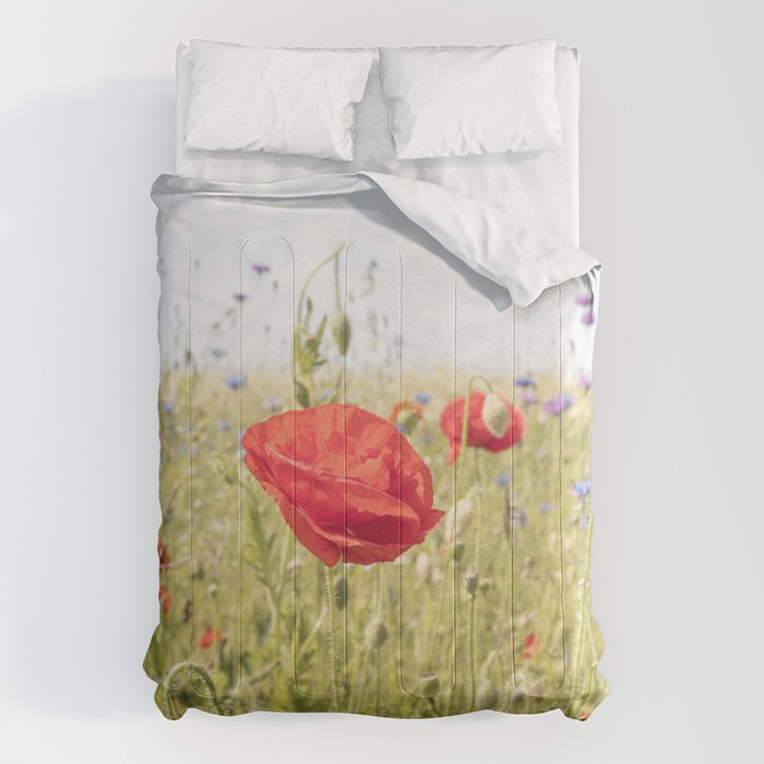 Wildflower Field | Poppy Flower in a Garden in Holland Art Print | Floral Summer Photography Comforter Gallery Image 6