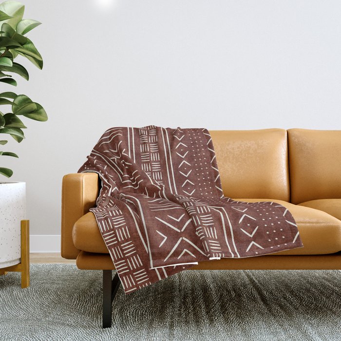 rust mud cloth Throw Blanket Gallery Image 1
