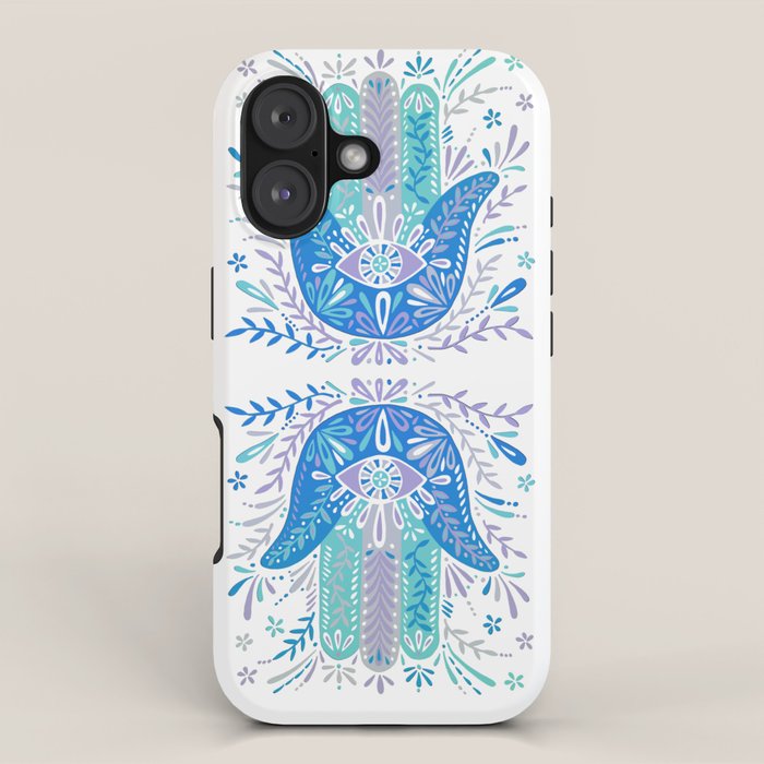 Hamsa Hand - Blue & Turquoise Palette iPhone Case Gallery Image 1