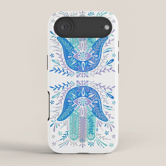 Hamsa Hand - Blue & Turquoise Palette iPhone Case Gallery Image 2