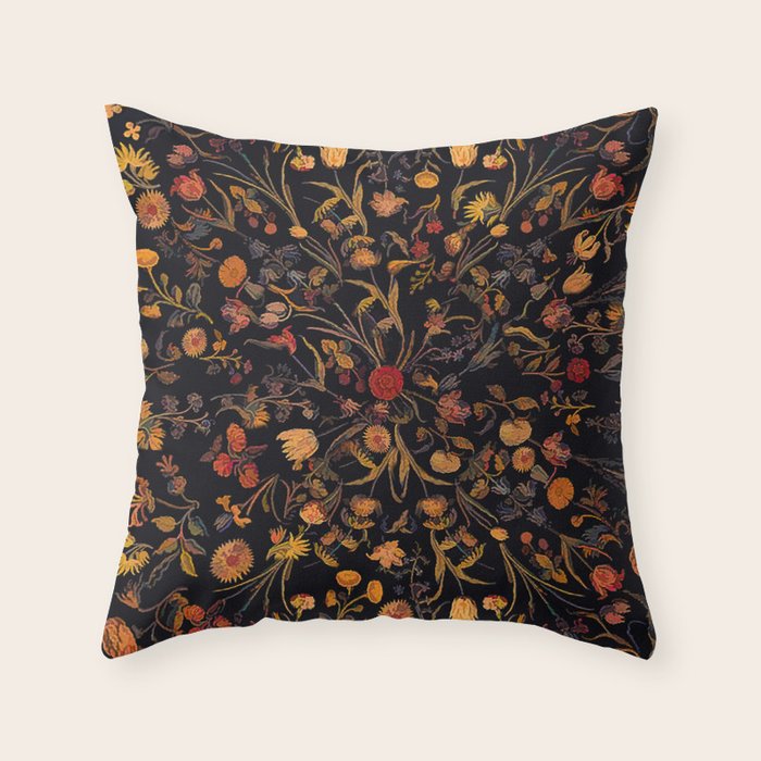 Exotic Midnight Floral Garden Throw Pillow Gallery Image 6