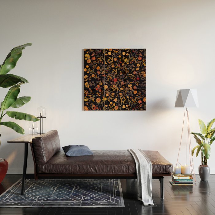 Exotic Midnight Floral Garden Wood Wall Art Gallery Image 2
