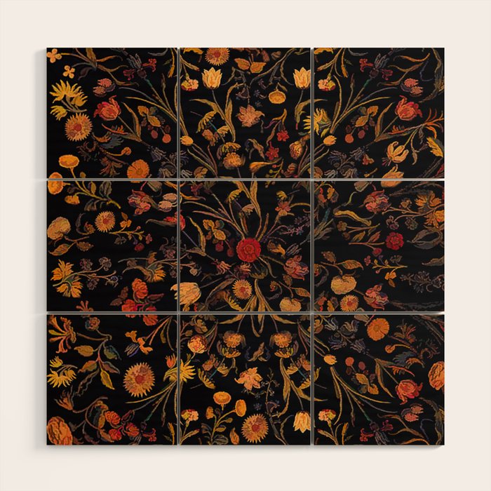Exotic Midnight Floral Garden Wood Wall Art Gallery Image 1