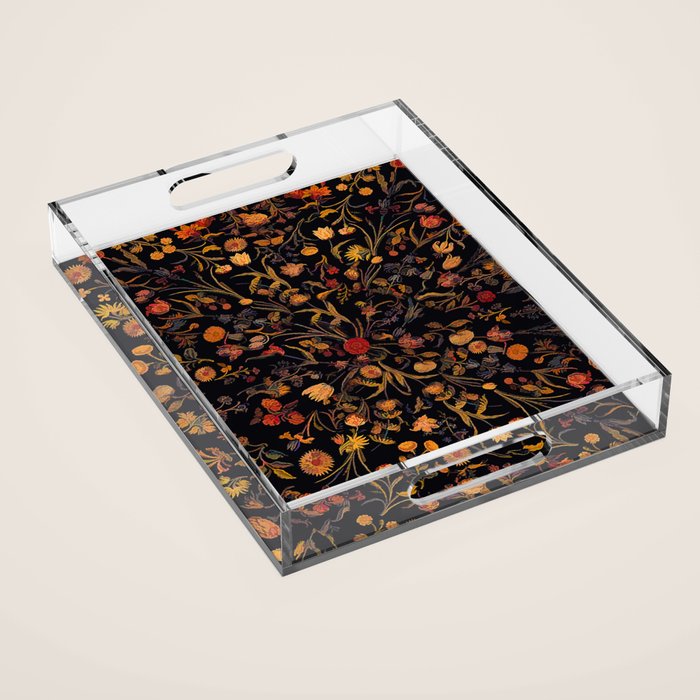 Exotic Midnight Floral Garden Acrylic Tray Gallery Image 1