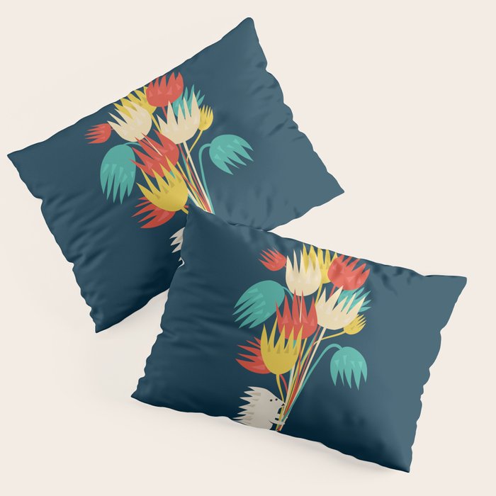 Hedgehog with flowers Pillow Sham Gallery Image 1