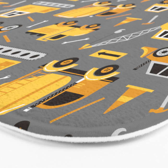 Construction Trucks on Gray Bath Mat Gallery Image 3