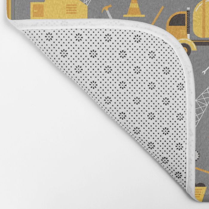 Construction Trucks on Gray Bath Mat Gallery Image 2
