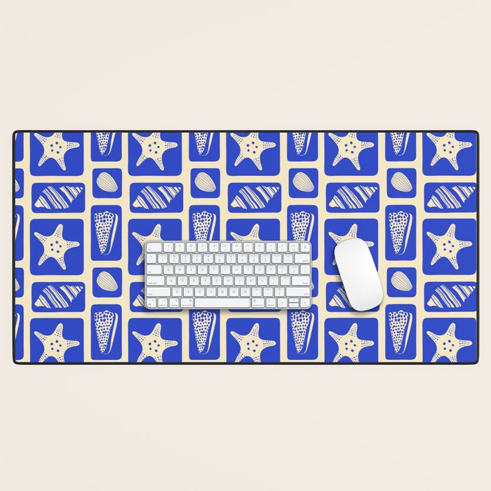 Vintage marine sea shell art pattern Desk Mat Gallery Image 1