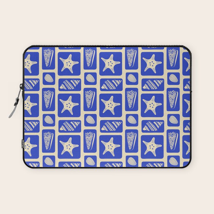 Vintage marine sea shell art pattern Laptop Sleeve Gallery Image 1