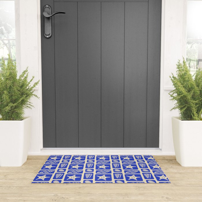 Vintage marine sea shell art pattern Welcome Mat Gallery Image 3