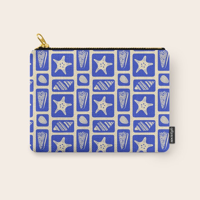 Vintage marine sea shell art pattern Carry All Pouch Gallery Image 1
