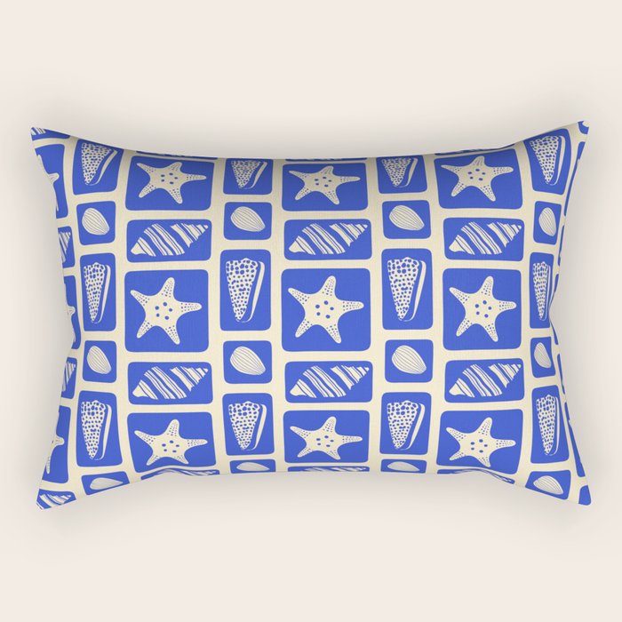 Vintage marine sea shell art pattern Rectangular Pillow Gallery Image 1