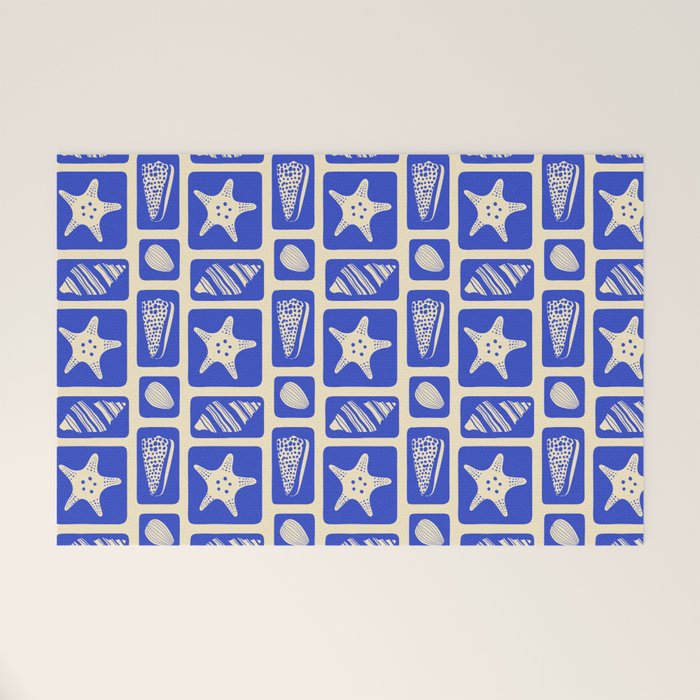 Vintage marine sea shell art pattern Welcome Mat Gallery Image 1