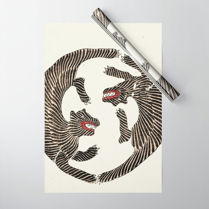 Japanese Tigers By Yatsuo No Tsubaki Wrapping Paper Gallery Image 1
