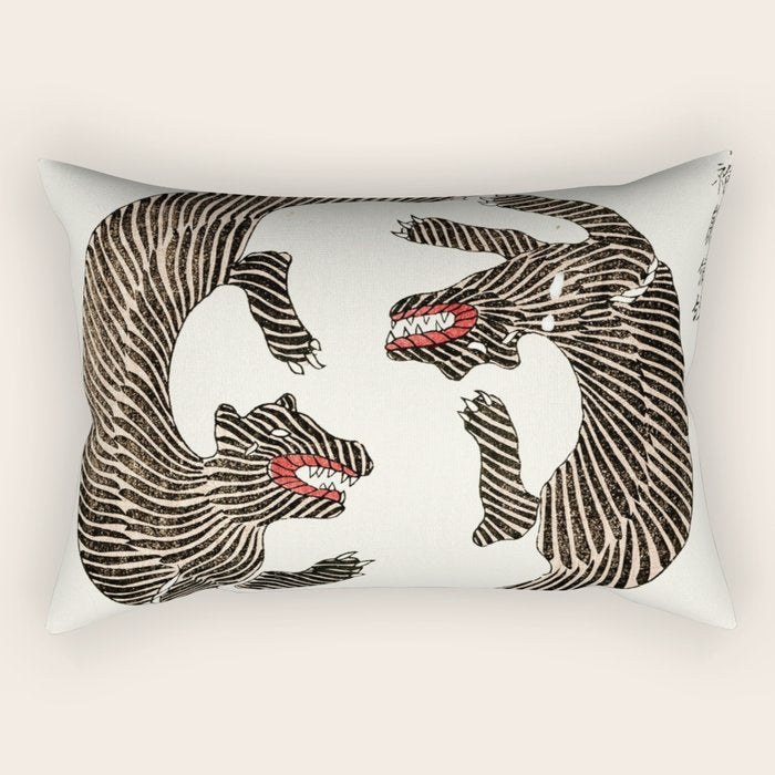 Japanese Tigers By Yatsuo No Tsubaki Rectangular Pillow Gallery Image 2