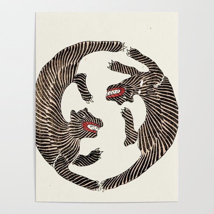Japanese Tigers By Yatsuo No Tsubaki Poster