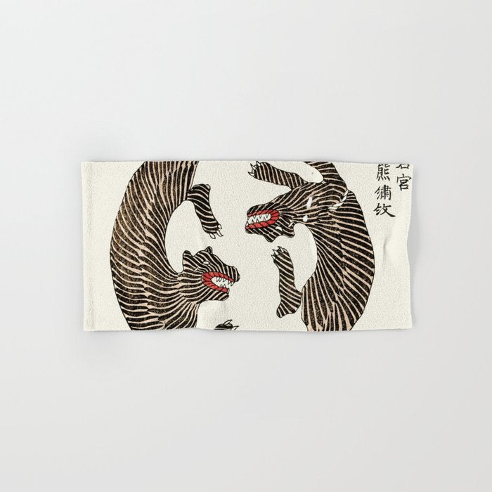 Japanese Tigers By Yatsuo No Tsubaki Bath Towel Gallery Image 1