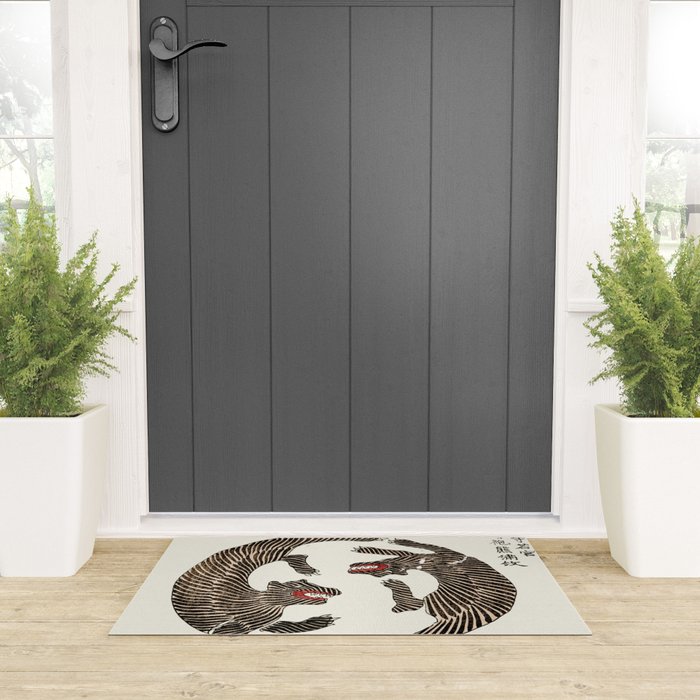 Japanese Tigers By Yatsuo No Tsubaki Welcome Mat Gallery Image 3