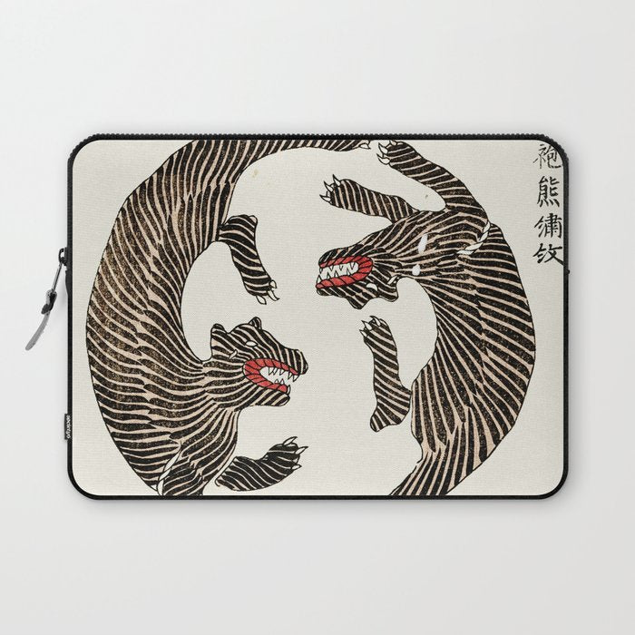 Japanese Tigers By Yatsuo No Tsubaki Laptop Sleeve Gallery Image 1