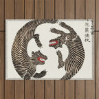 Japanese Tigers By Yatsuo No Tsubaki Outdoor Rug Gallery Image 1