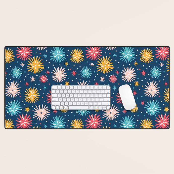Colorful firework explosion party sky pattern Desk Mat Gallery Image 1